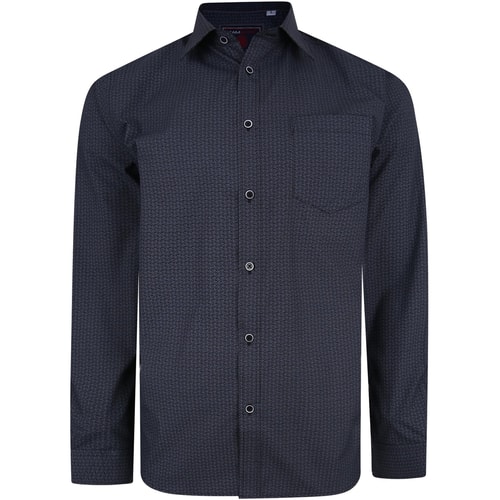 KAM Long Sleeve Smart Pattern Print Shirt Charcoal